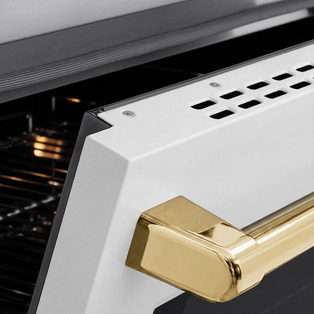 Autograph Edition 36 In. 5.2 Cu. Ft. Paramount Induction Range With 5 Element Cooktop And Electric Convection Oven In Stainless Steel With White Matte Door And Polished Gold Accents SINRZWM36G