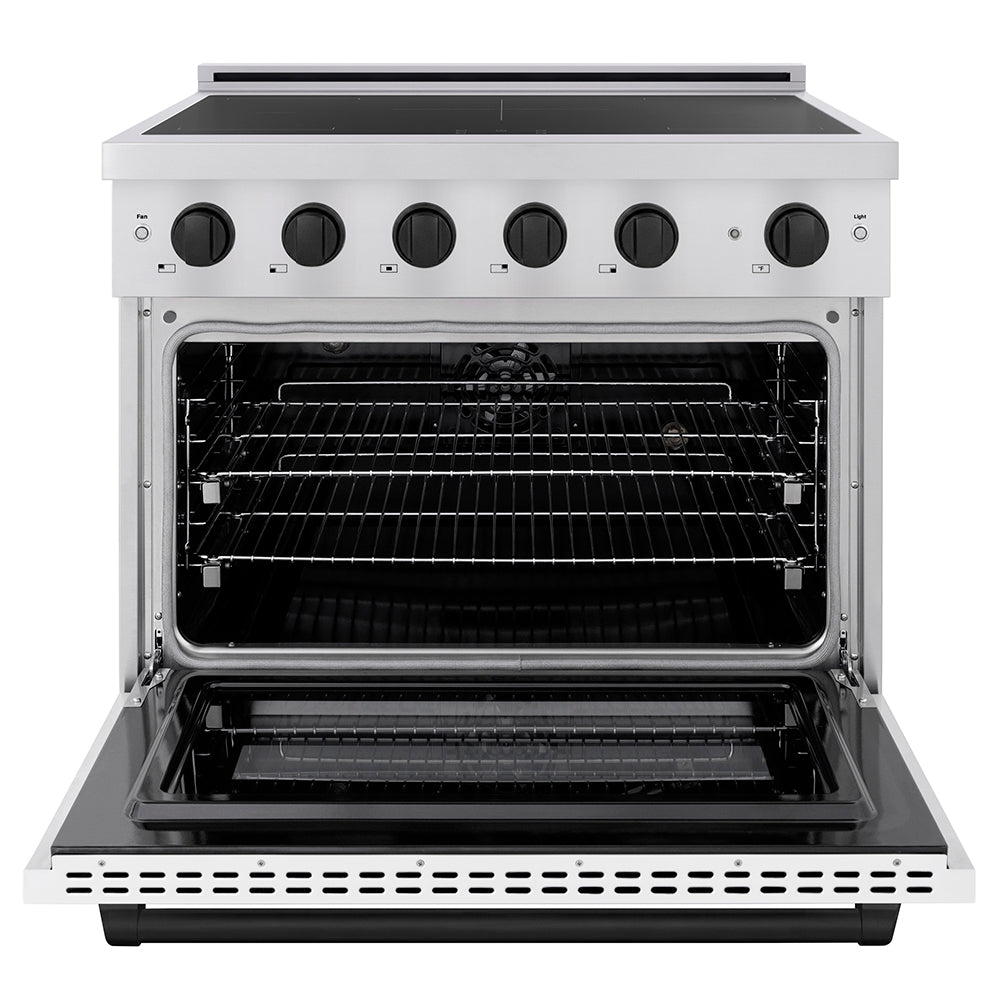 Autograph Edition 36 In. 5.2 Cu. Ft. Paramount Induction Range With 5 Element Cooktop And Electric Convection Oven In Stainless Steel With White Matte Door And Matte Black Accents SINRZWM36MB