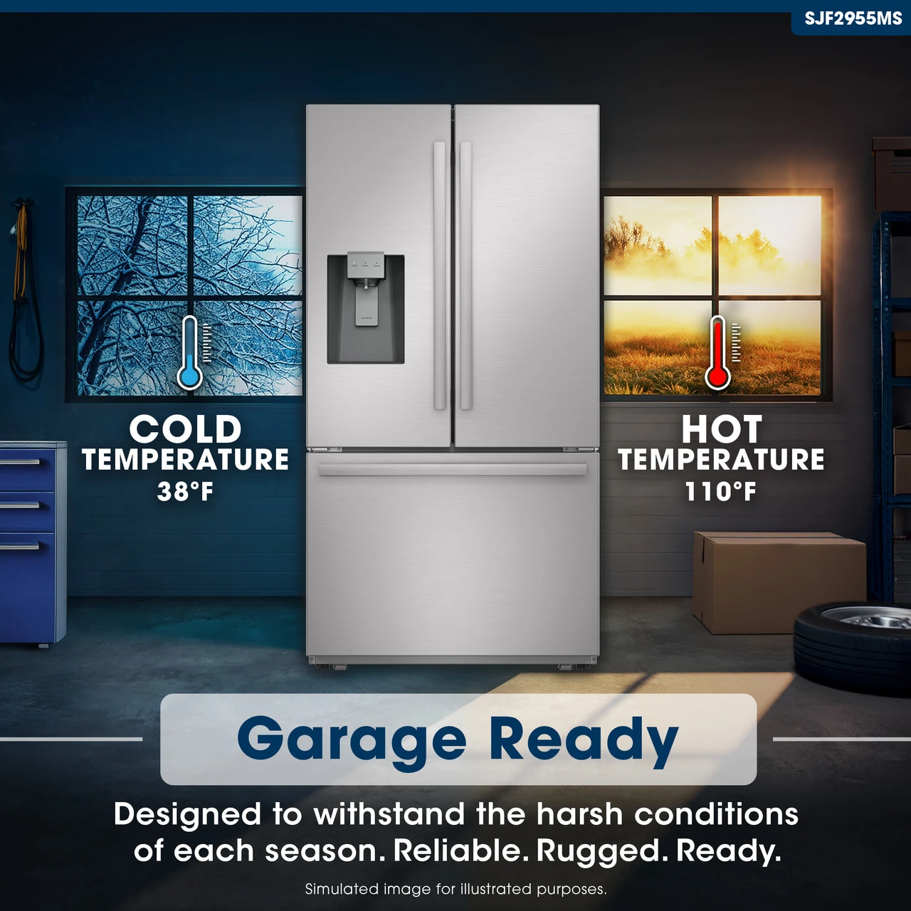 28.9 Cu.ft. Standard Depth 36 In. French 3-door Refrigerator With Water Dispenser In Stainless Steel SJF2955MS