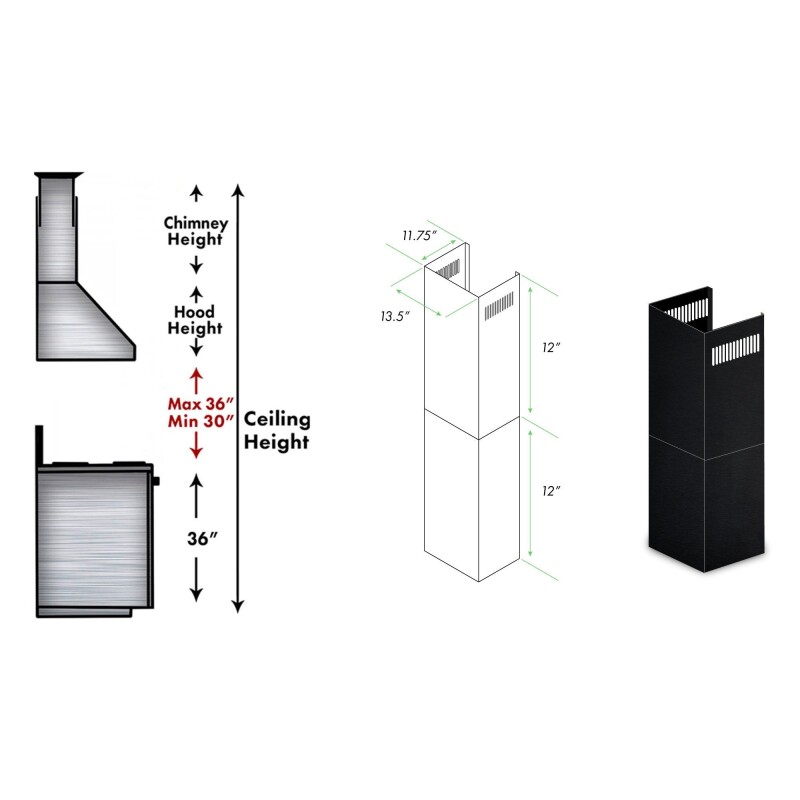 2-12" Short Chimney Pieces for 7 ft. to 8 ft. Ceilings SKBS655N