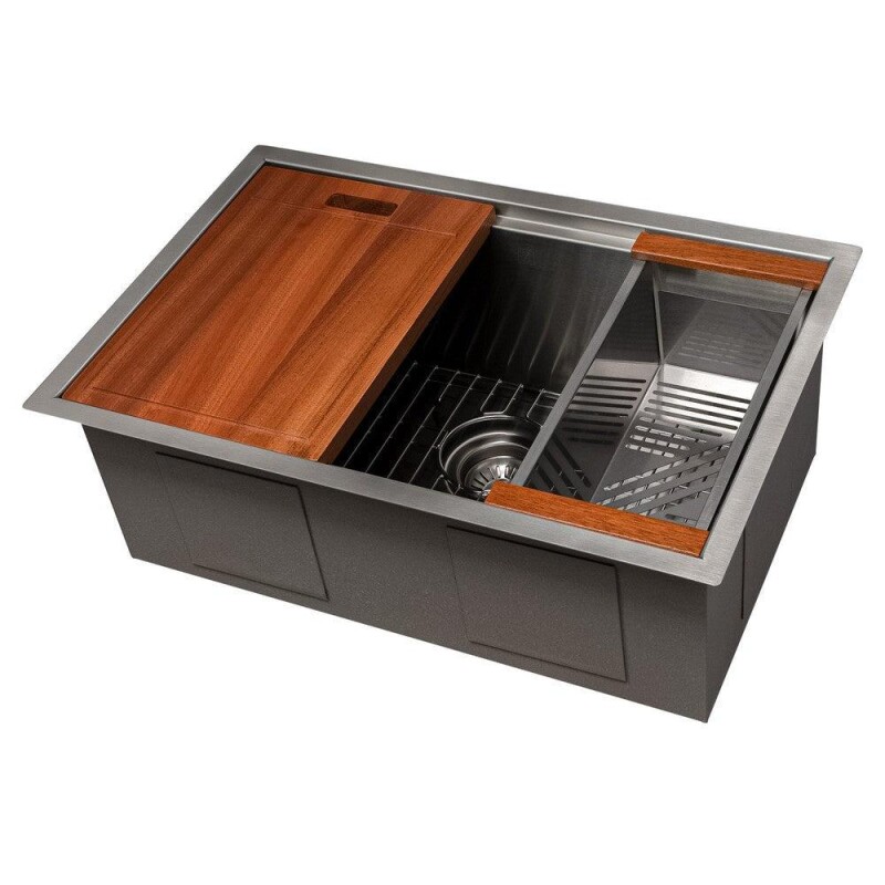 27 In. Garmisch Undermount Single Bowl Stainless Steel Kitchen Sink With Bottom Grid And Accessories SLS27
