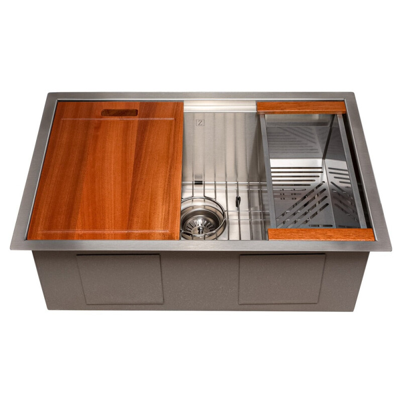 27 In. Garmisch Undermount Single Bowl Stainless Steel Kitchen Sink With Bottom Grid And Accessories SLS27
