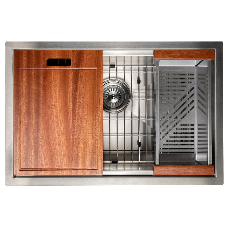 27 In. Garmisch Undermount Single Bowl Stainless Steel Kitchen Sink With Bottom Grid And Accessories SLS27