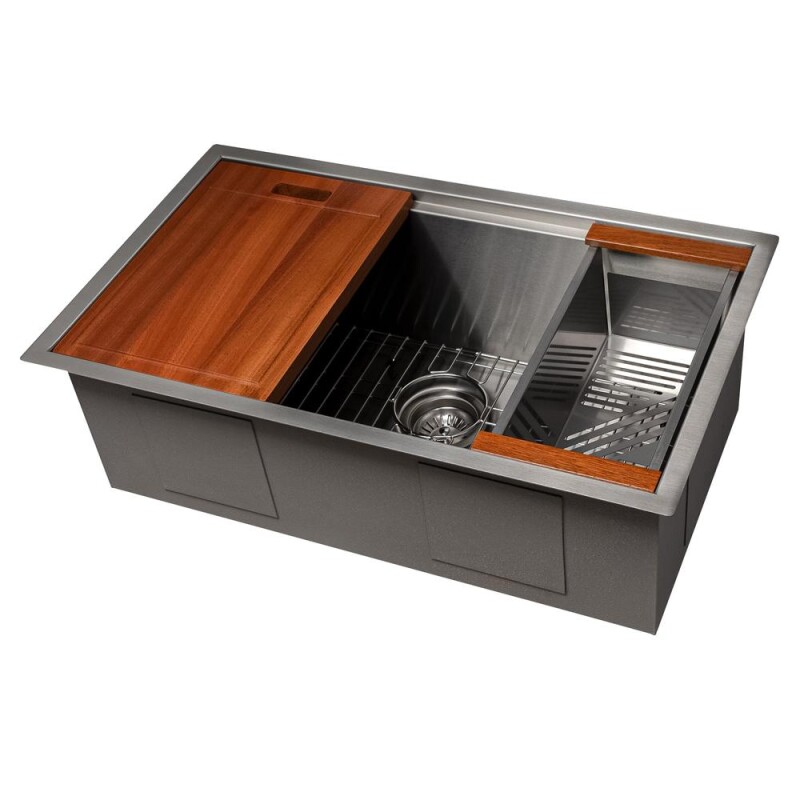 30 In. Garmisch Undermount Single Bowl Stainless Steel Kitchen Sink With Bottom Grid And Accessories SLS30