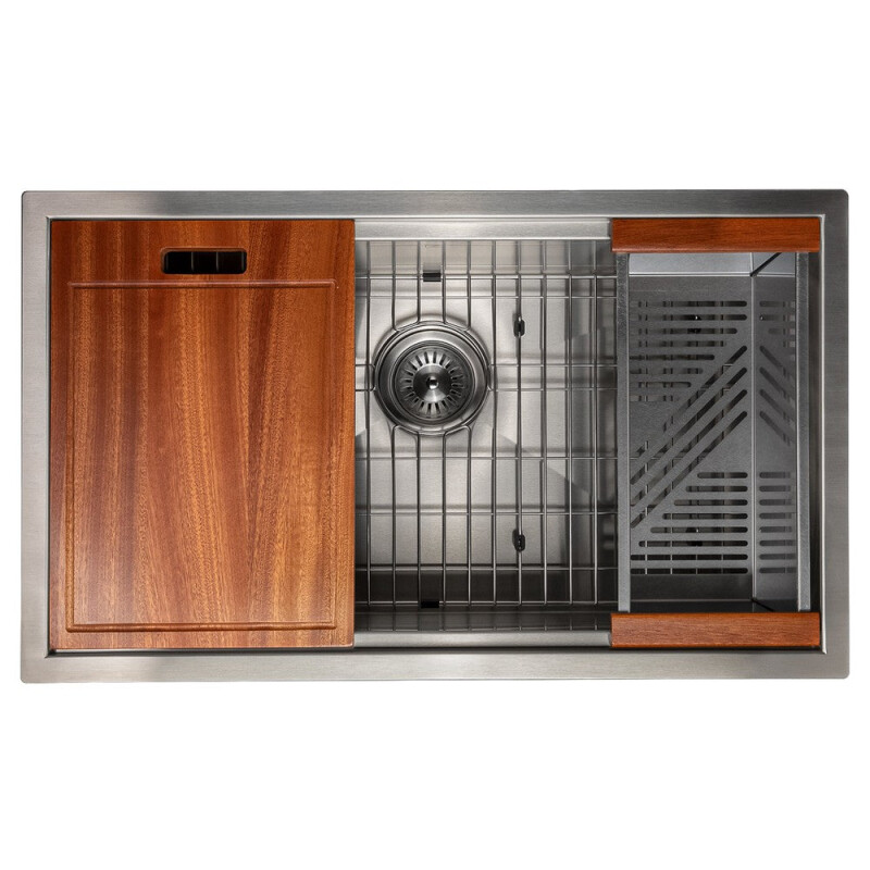 30 In. Garmisch Undermount Single Bowl Stainless Steel Kitchen Sink With Bottom Grid And Accessories SLS30