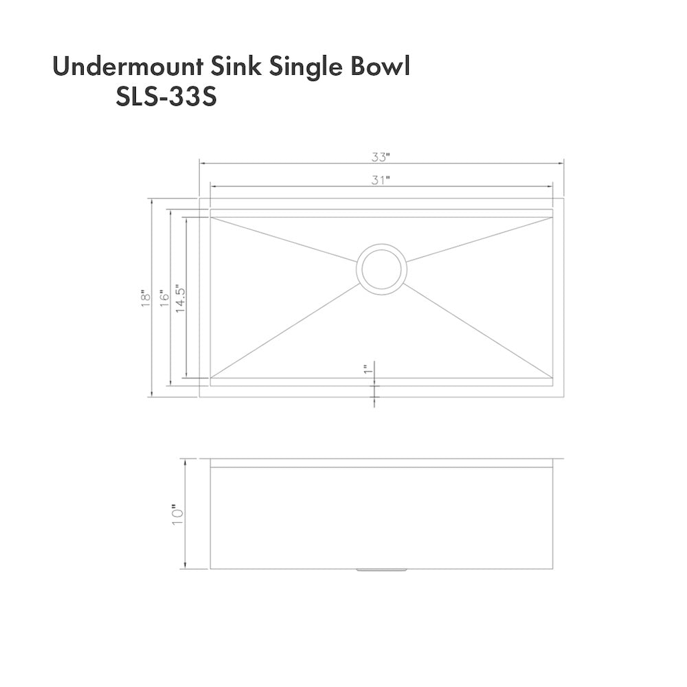 33 In. Garmisch Undermount Single Bowl Satin Stainless Steel Kitchen Sink With Bottom Grid And Accessories SLS33S