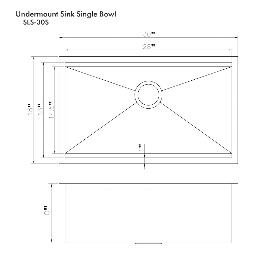 33 In. Garmisch Undermount Single Bowl Satin Stainless Steel Kitchen Sink With Bottom Grid And Accessories SLS33S