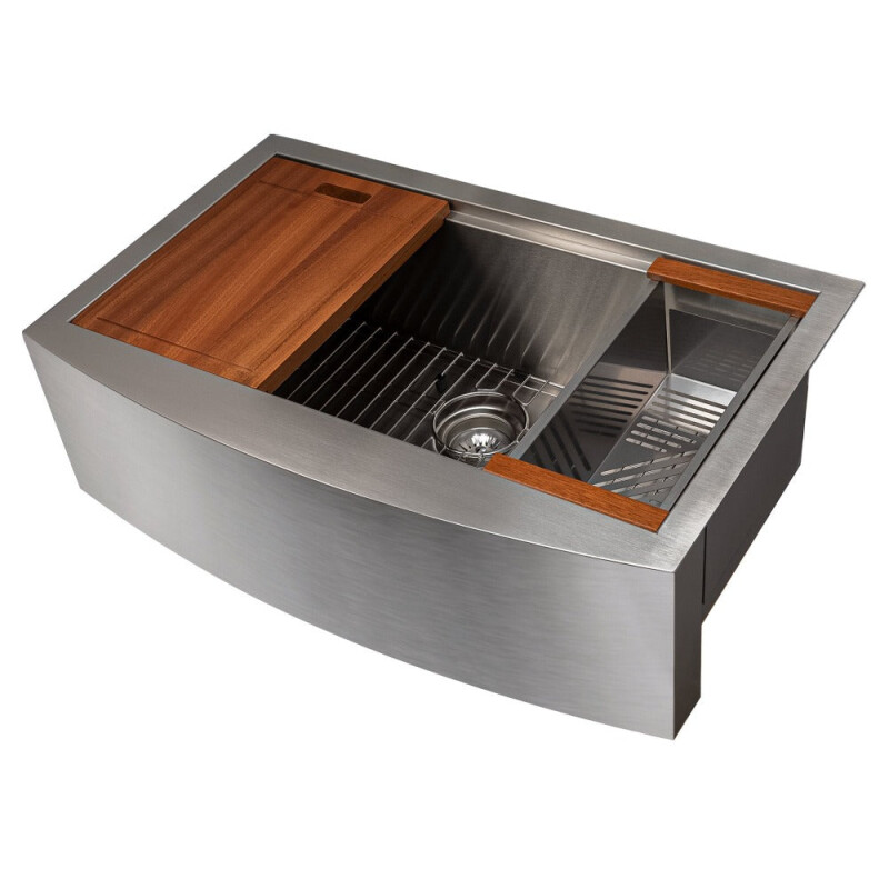 33 In. Moritz Farmhouse Apron Mount Single Bowl Stainless Steel Kitchen Sink With Bottom Grid And Accessories SLSAP33