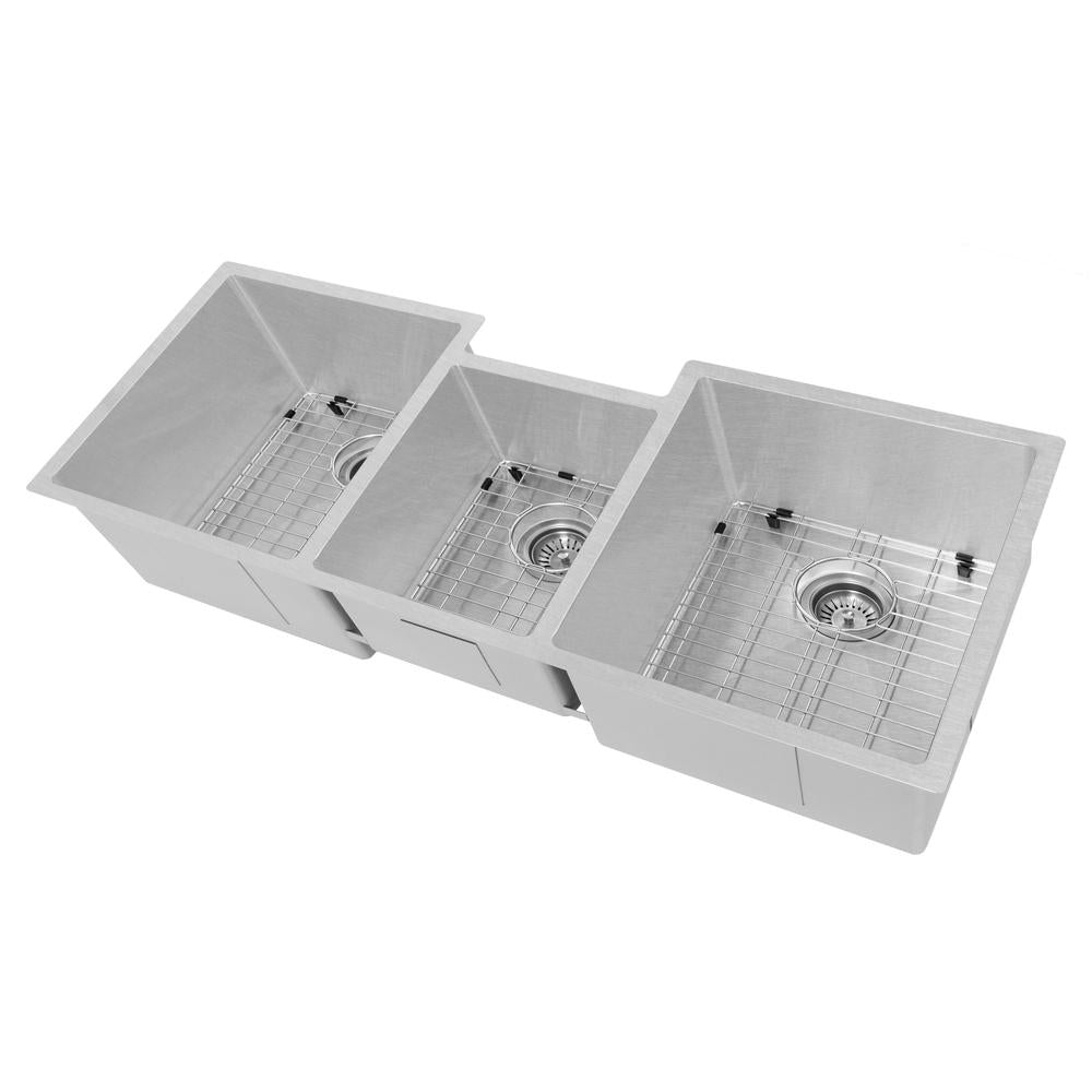 45 In. Breckenridge Undermount Triple Bowl Satin Stainless Steel Kitchen Sink With Bottom Grid SLT45S