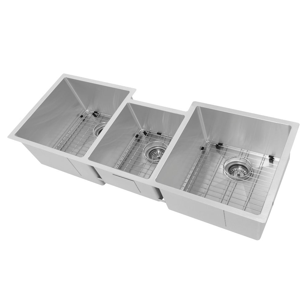 45 In. Breckenridge Undermount Triple Bowl Stainless Steel Kitchen Sink With Bottom Grid And Accessories SLT45