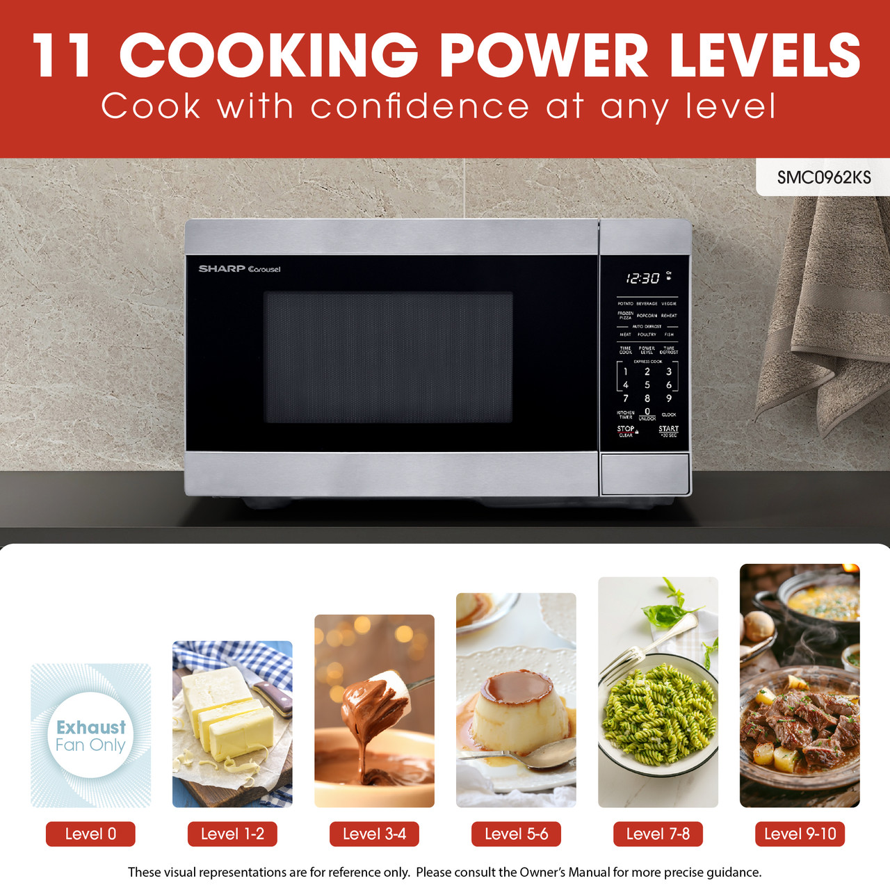 0.9 Cu. Ft. 900w Stainless Steel Countertop Microwave Oven view 10