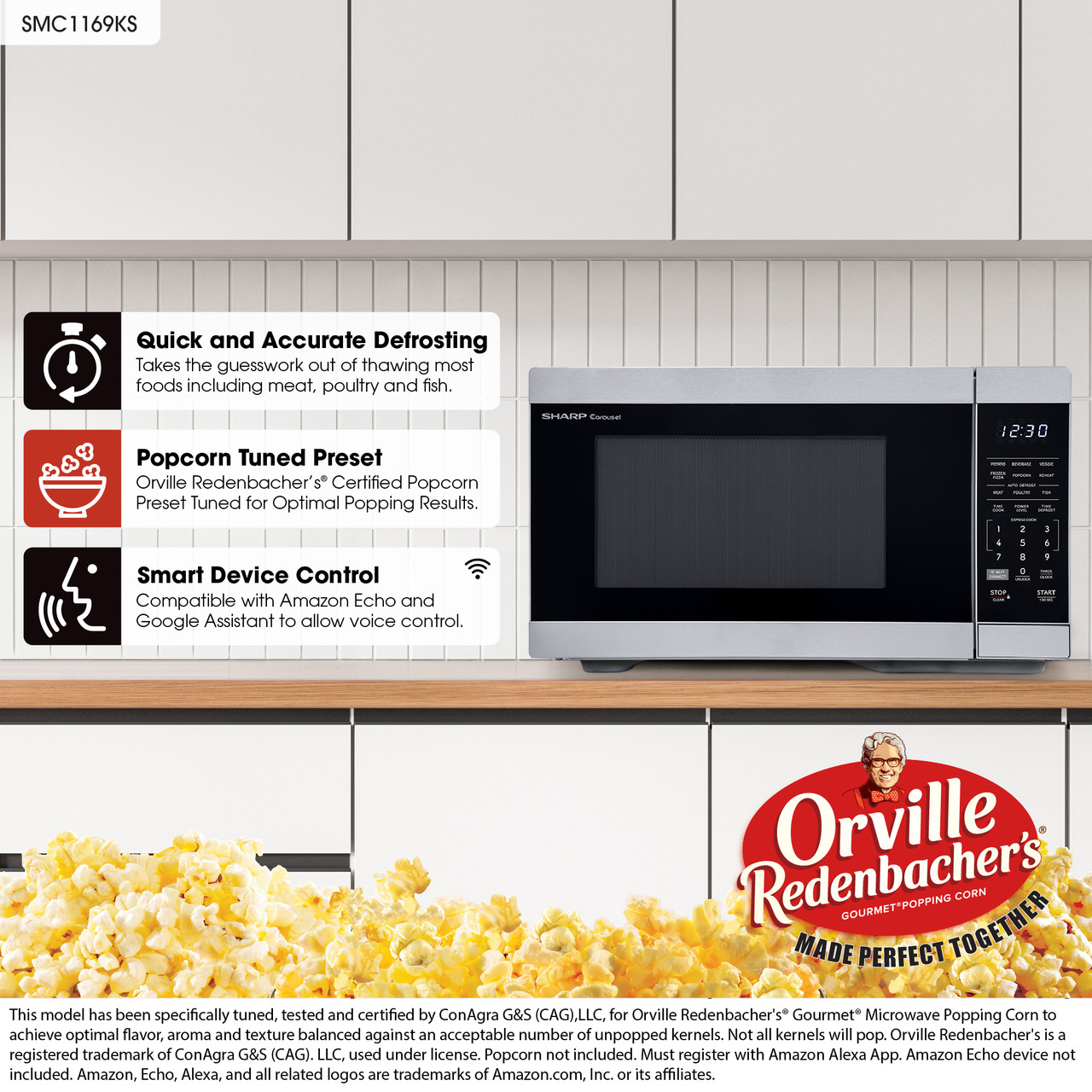 1.1 Cu. Ft. 1000w Smart Stainless Steel Countertop Microwave Oven view 16