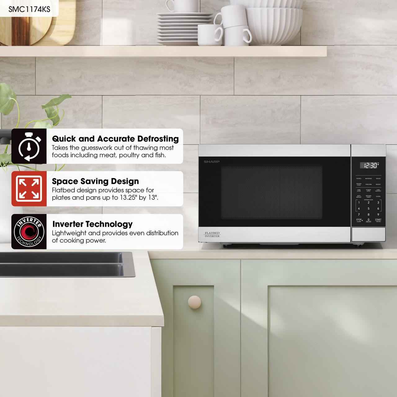 1.1 Cu. Ft. 1100w Flatbed Countertop Microwave Oven With Inverter Technology view 15