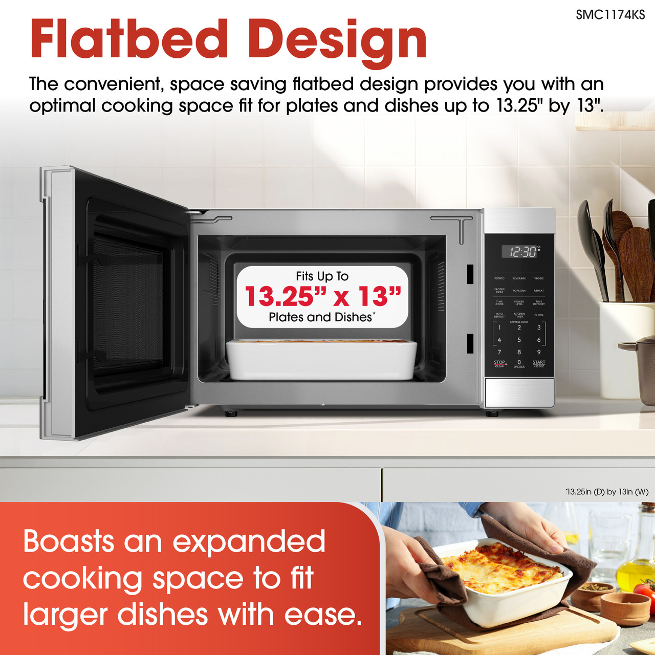 1.1 Cu. Ft. 1100w Flatbed Countertop Microwave Oven With Inverter Technology view 14