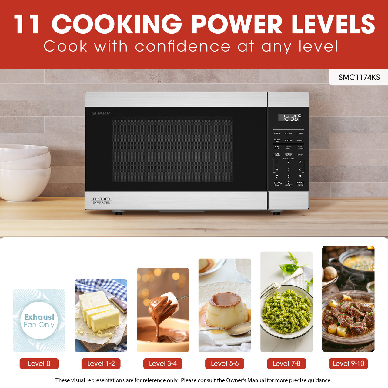 1.1 Cu. Ft. 1100w Flatbed Countertop Microwave Oven With Inverter Technology view 11