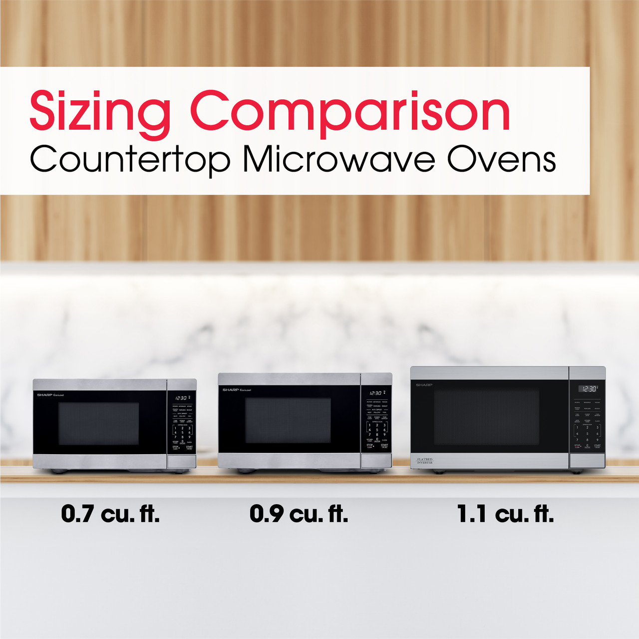 1.1 Cu. Ft. 1100w Flatbed Countertop Microwave Oven With Inverter Technology view 9