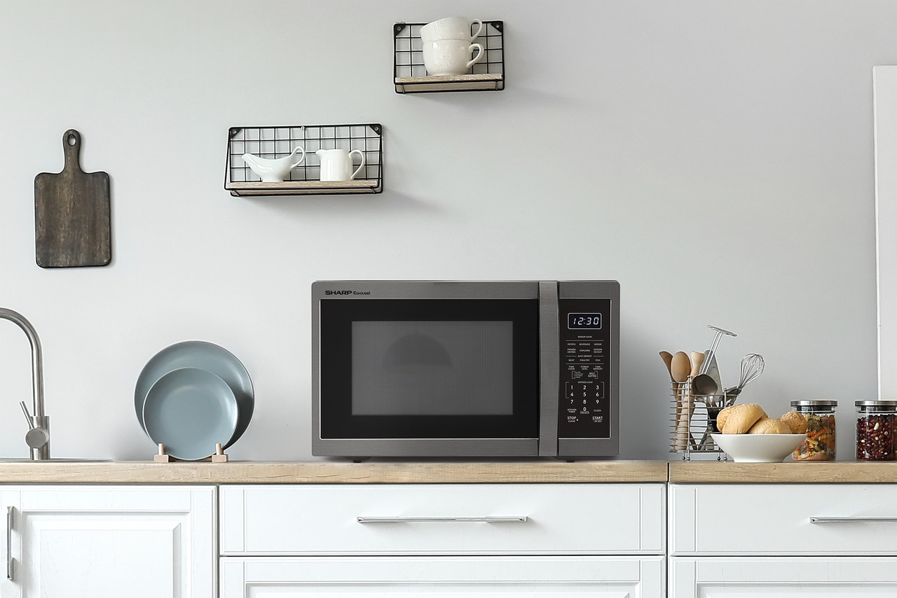 1.4 Cu. Ft. 1100w Black Stainless Steel Countertop Microwave Oven view 14