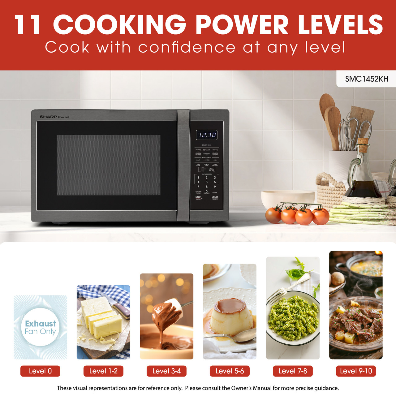 1.4 Cu. Ft. 1100w Black Stainless Steel Countertop Microwave Oven view 16