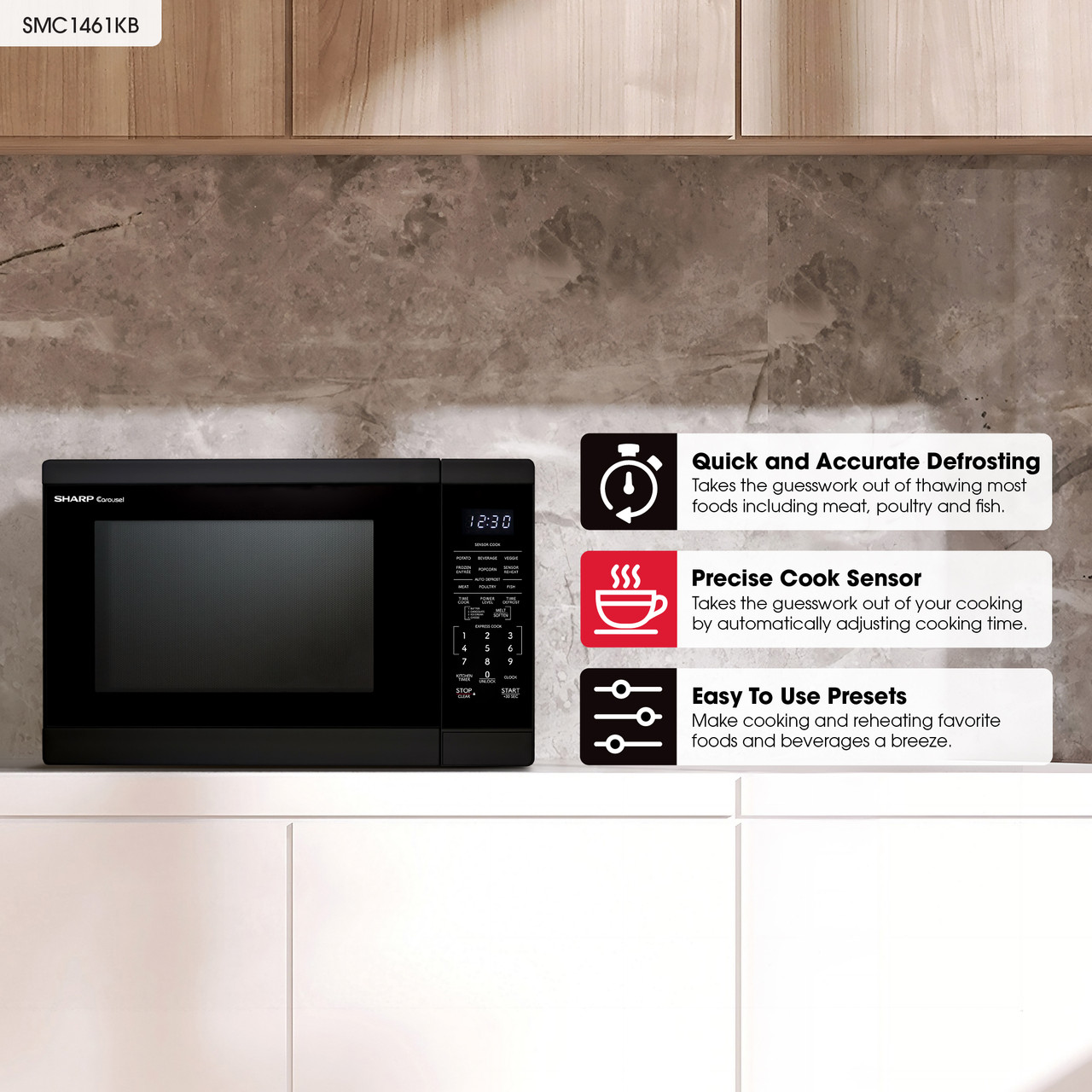 1.4 Cu. Ft. 1100w Black Countertop Microwave Oven view 15
