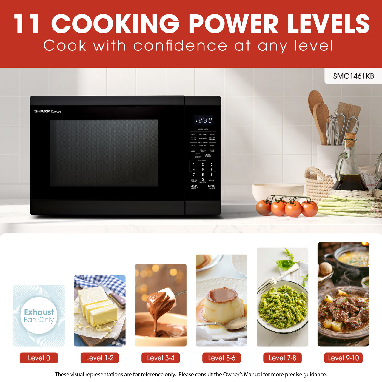 1.4 Cu. Ft. 1100w Black Countertop Microwave Oven view 16