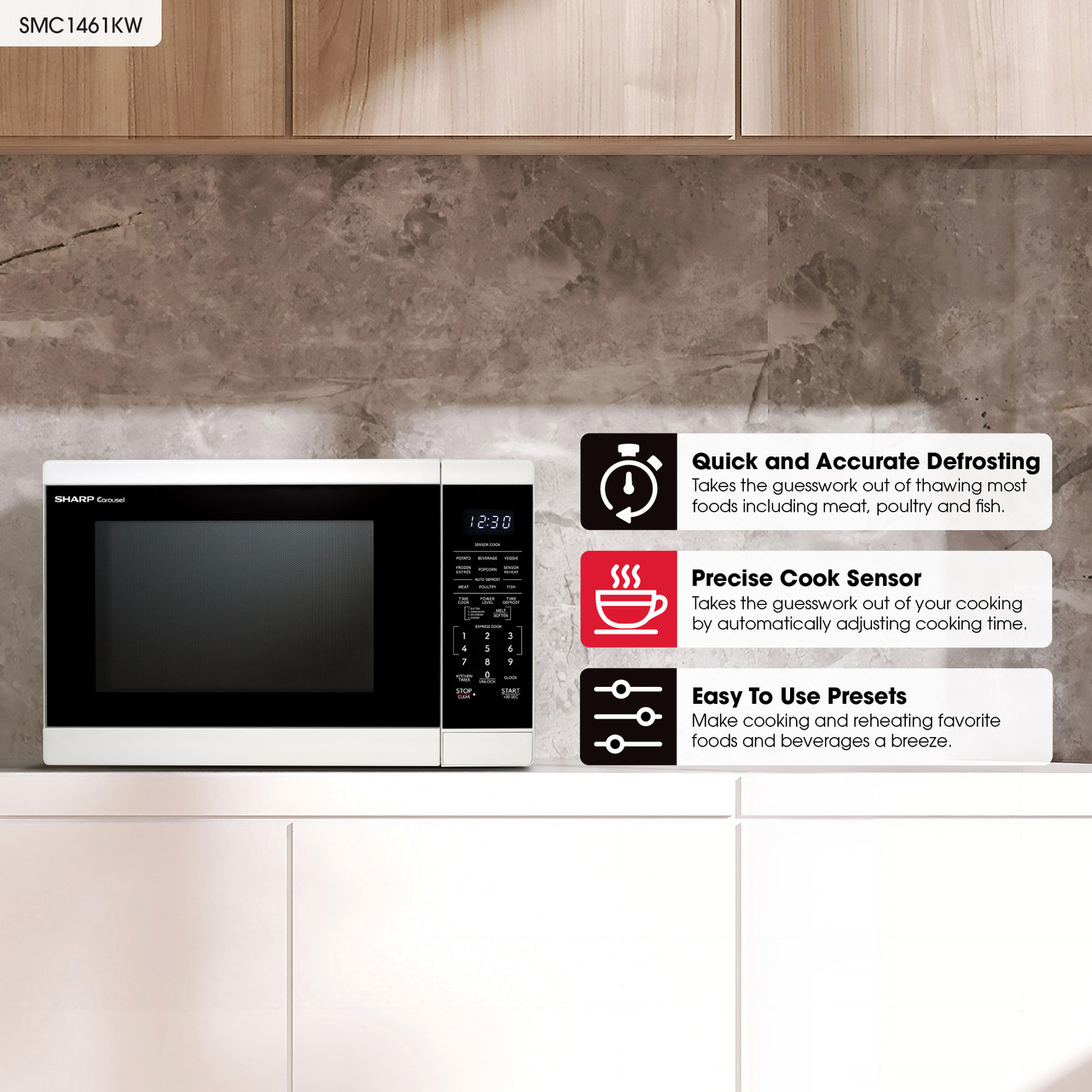 1.4 Cu. Ft. 1100w White Countertop Microwave Oven view 15