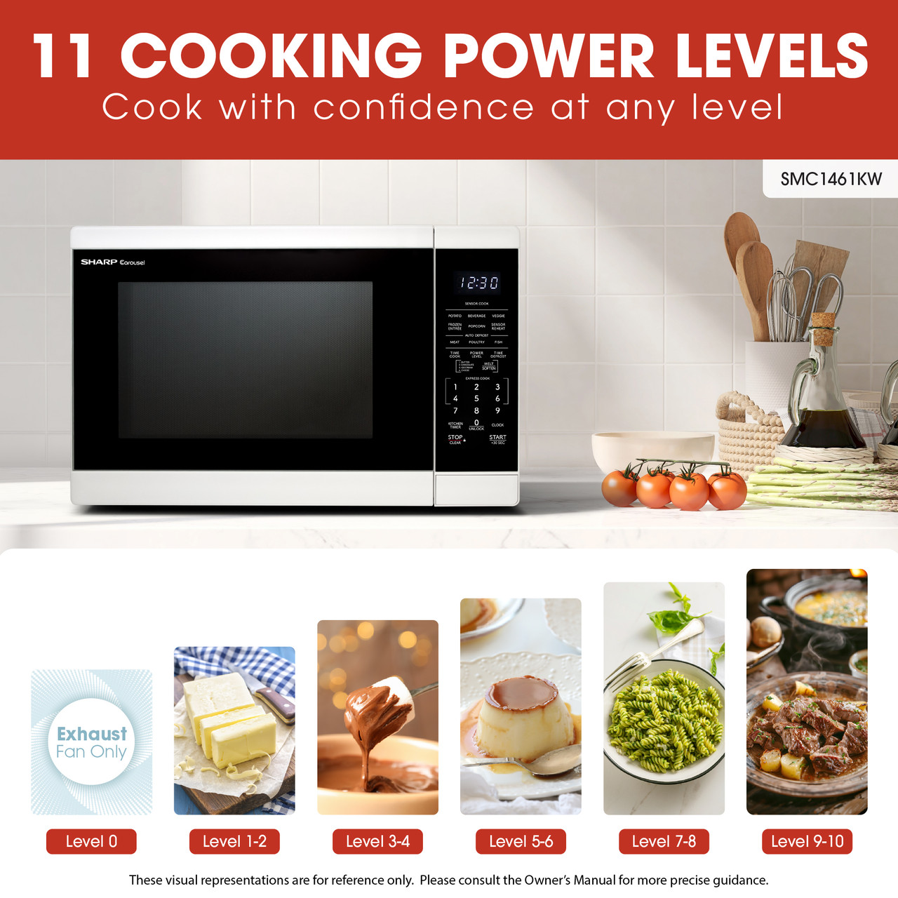 1.4 Cu. Ft. 1100w White Countertop Microwave Oven view 16