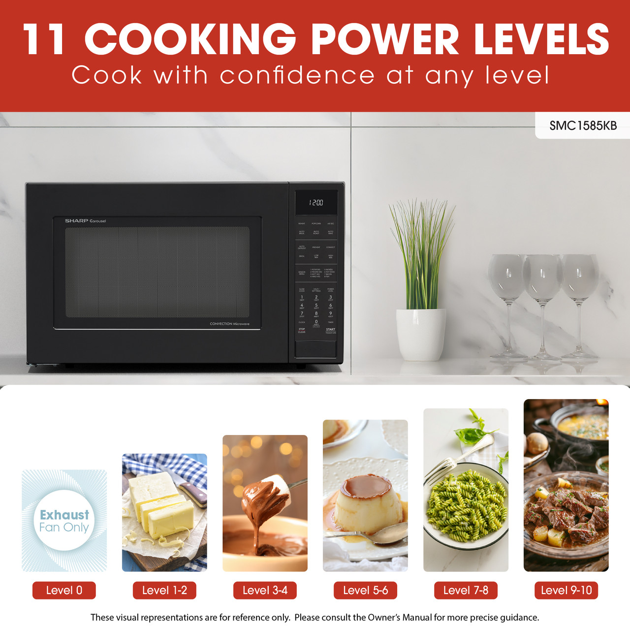 1.5 Cu. Ft. 900w Black Convection Countertop Microwave Oven view 19