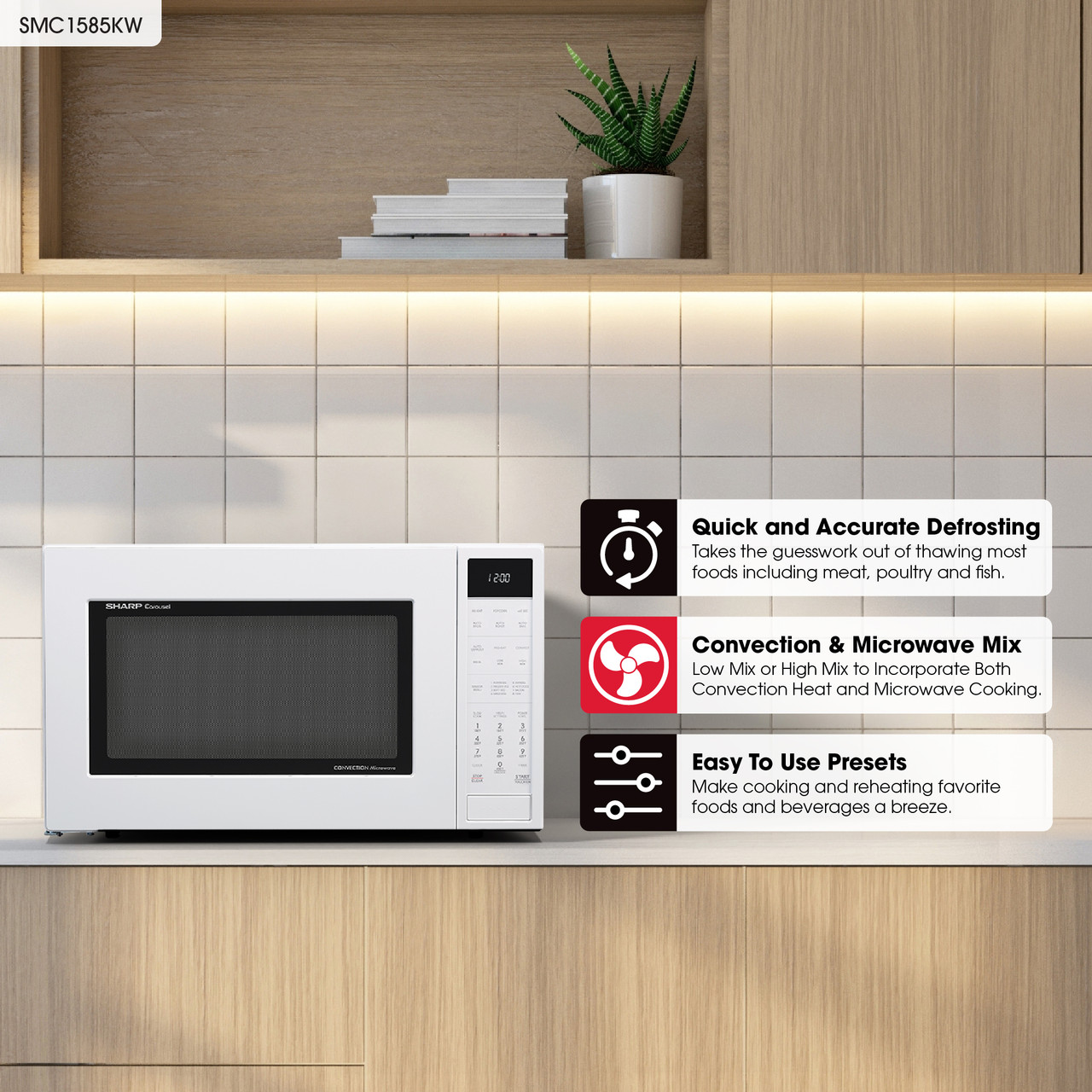 1.5 Cu. Ft. 900w White Convection Countertop Microwave Oven view 18