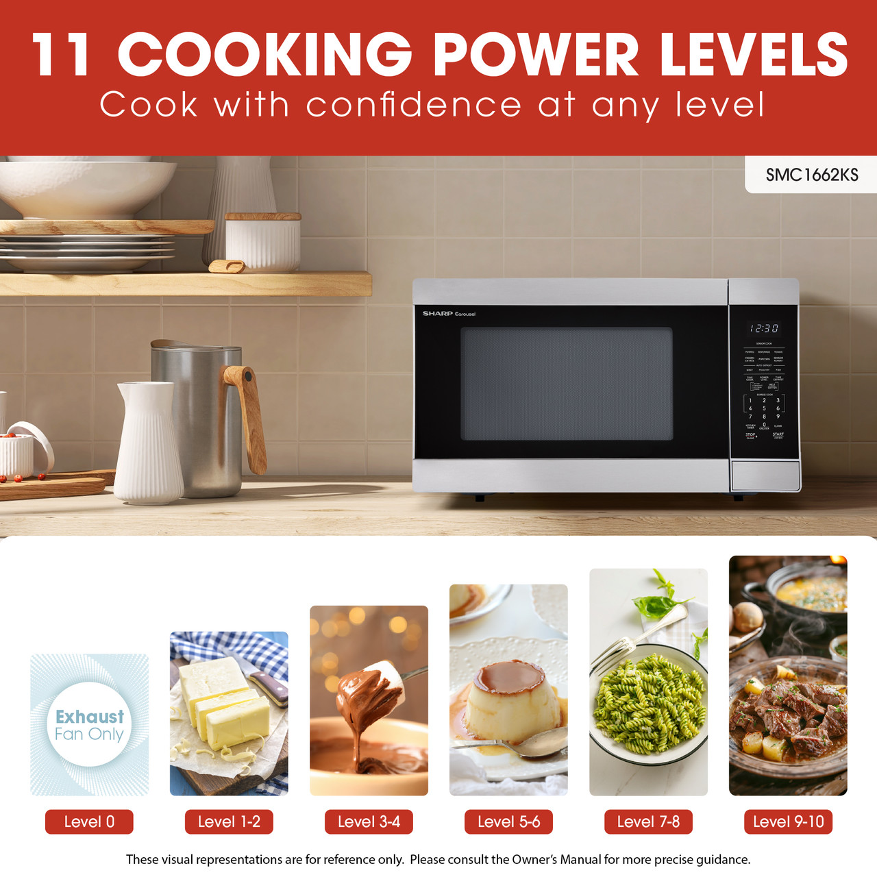 1.6 Cu. Ft. 1100w Stainless Steel Countertop Microwave Oven view 9