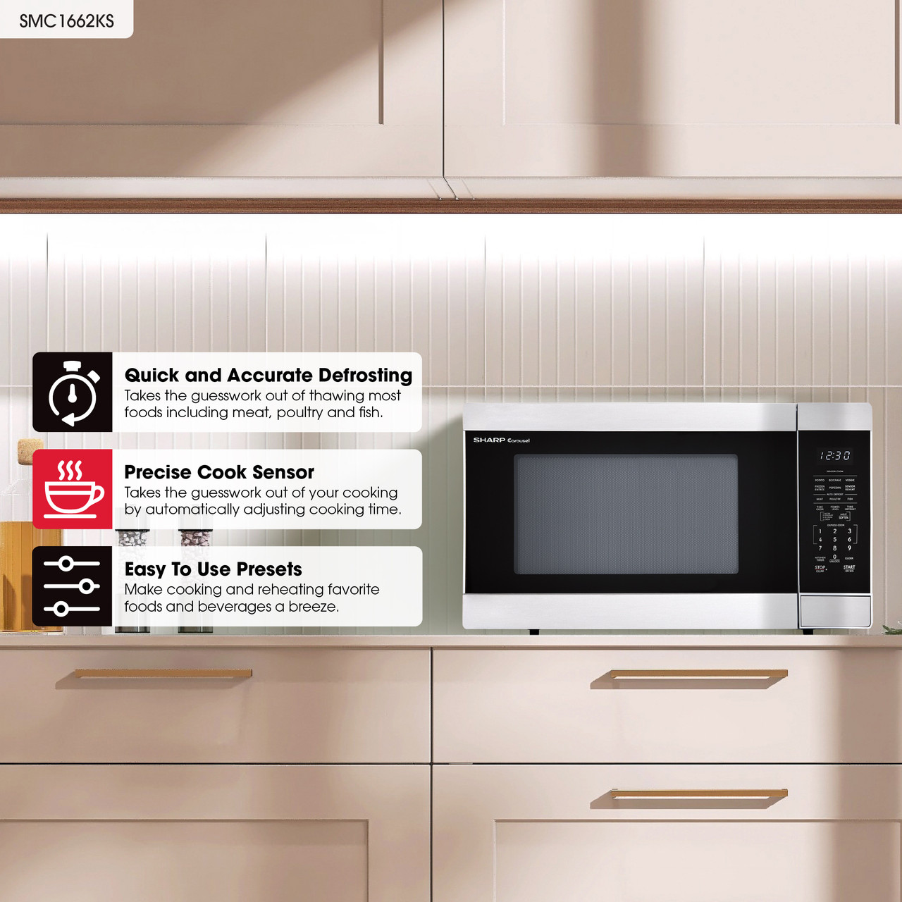1.6 Cu. Ft. 1100w Stainless Steel Countertop Microwave Oven view 8