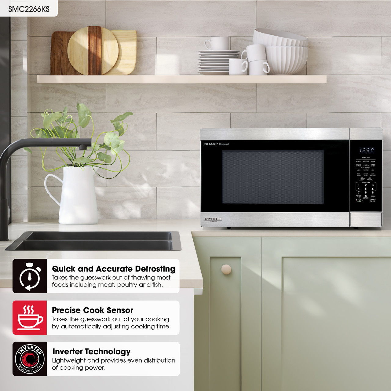 2.2 Cu. Ft. 1200w Stainless Steel Countertop Microwave Oven With Inverter Technology view 8