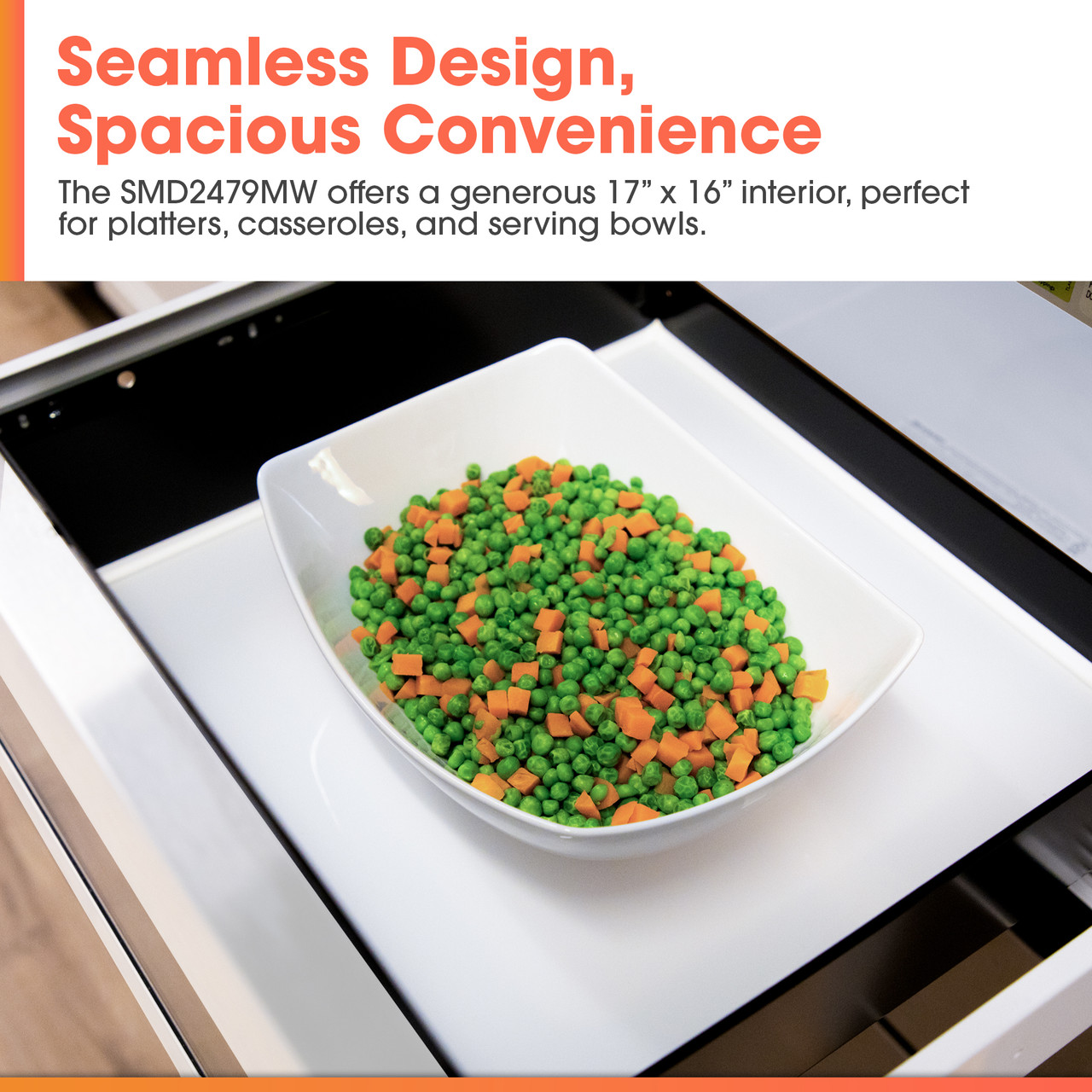 24 In. 1.2 Cu. Ft. Deco Series Built-in Smart Microwave Drawer™ Oven With Easy Wave Open In White SMD2479MW