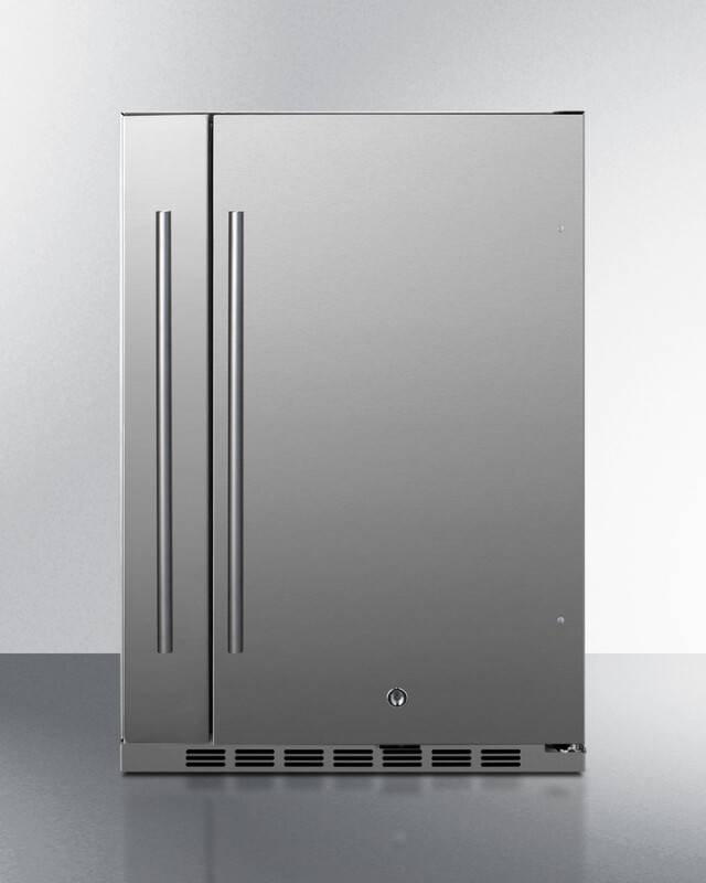 Shallow Depth 24" Wide Outdoor Built-In All-Refrigerator With Slide-Out Storage Compartment SPR196OS24
