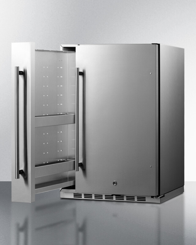 Shallow Depth 24" Wide Outdoor Built-In All-Refrigerator With Slide-Out Storage Compartment SPR196OS24