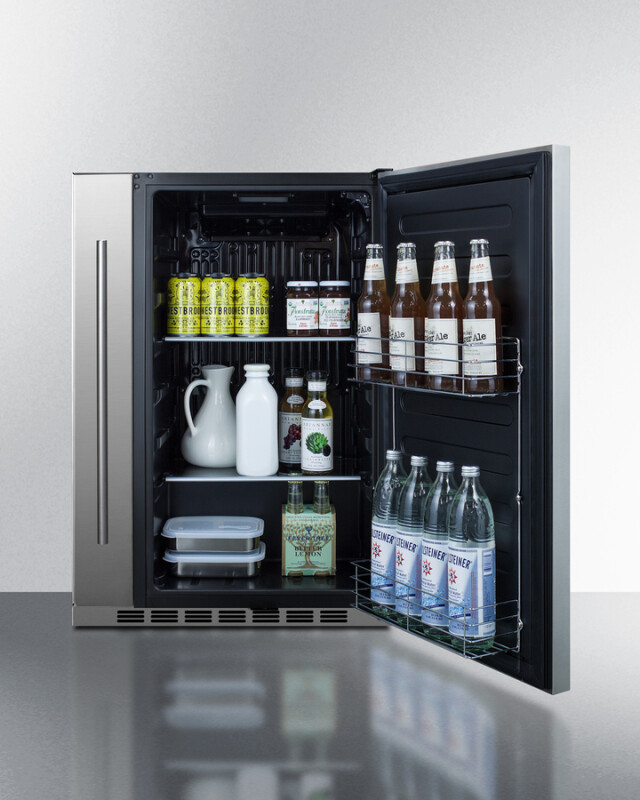 Shallow Depth 24" Wide Outdoor Built-In All-Refrigerator With Slide-Out Storage Compartment SPR196OS24