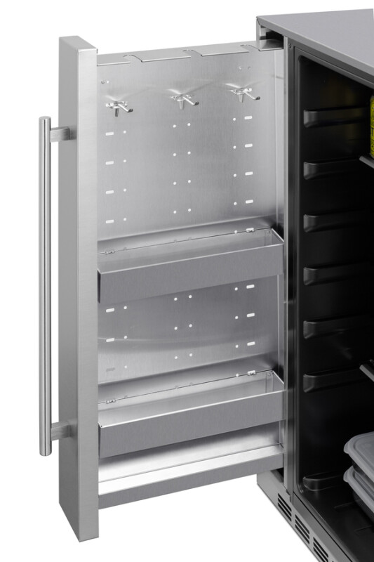 Shallow Depth 24" Wide Outdoor Built-In All-Refrigerator With Slide-Out Storage Compartment SPR196OS24