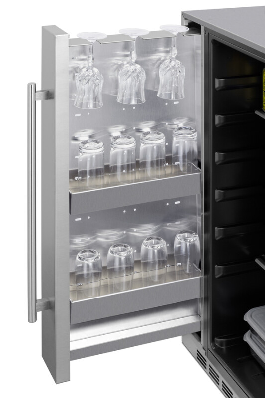 Shallow Depth 24" Wide Outdoor Built-In All-Refrigerator With Slide-Out Storage Compartment SPR196OS24