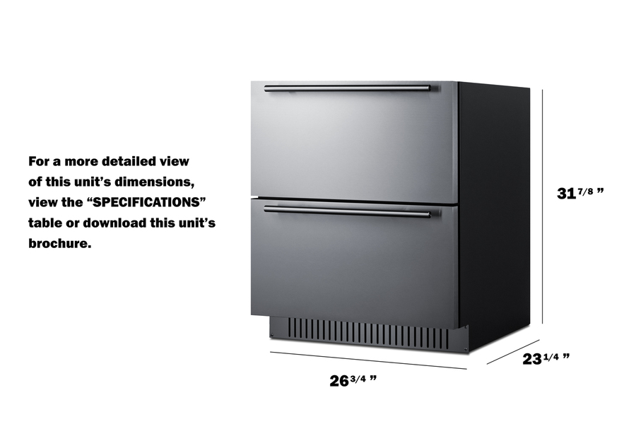 27" Wide 2-Drawer All-Refrigerator, ADA Compliant SPR275OS2DADA