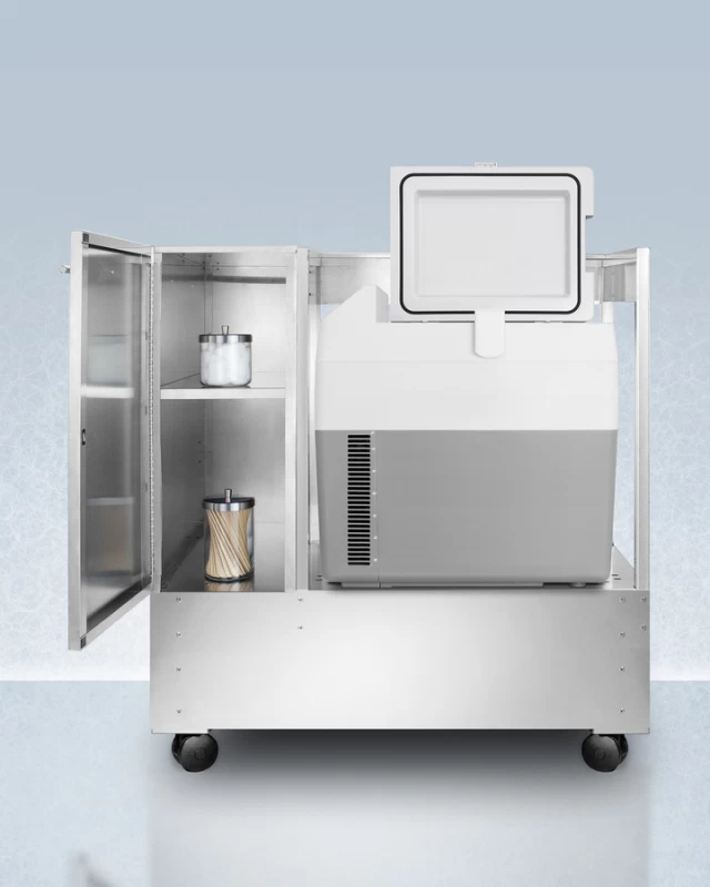 Stainless Steel Cart with Portable Refrigerator/Freezer SPRF36CART