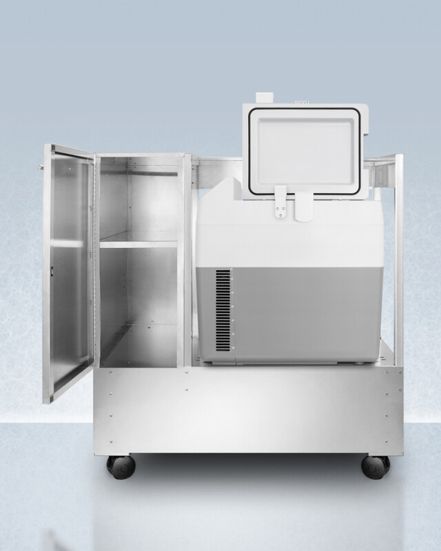 Stainless Steel Cart with Portable Refrigerator/Freezer SPRF36LCART