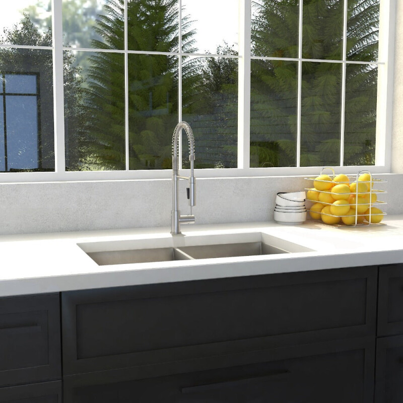 33 In. Anton Undermount Double Bowl Stainless Steel Kitchen Sink With Bottom Grid SR50D33