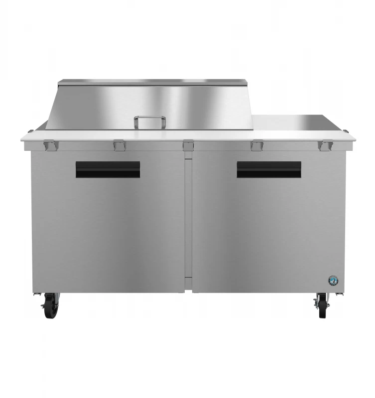 Refrigerator, Two Section Mega Top Prep Table, Stainless Doors SR60B18M