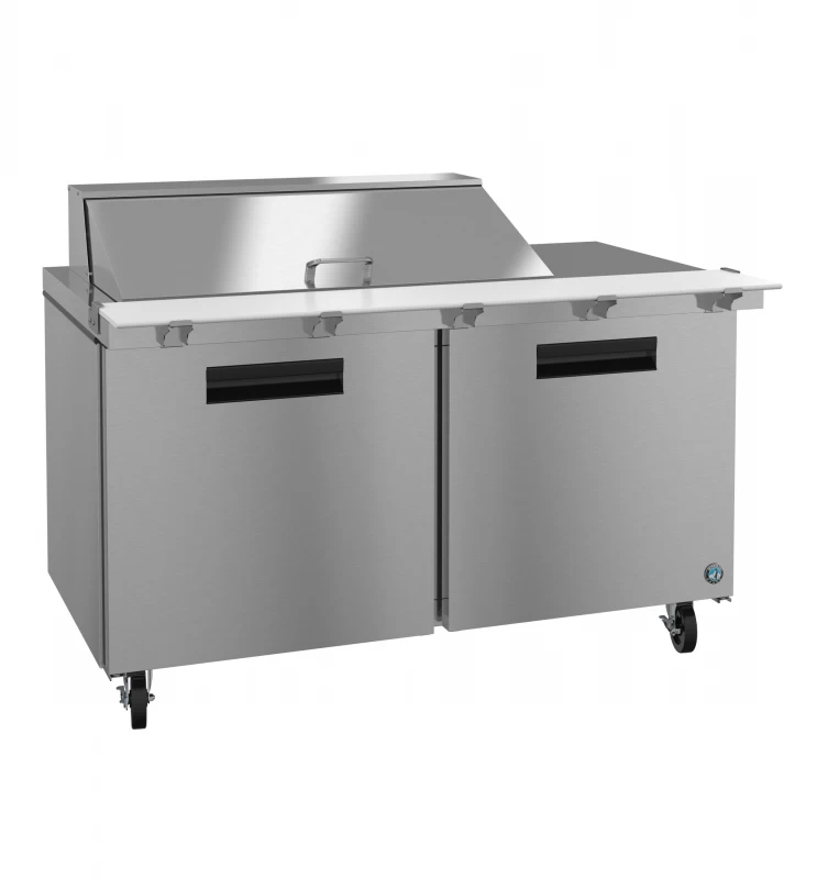 Refrigerator, Two Section Mega Top Prep Table, Stainless Doors SR60B18M