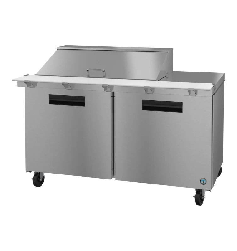 Refrigerator, Two Section Mega Top Prep Table, Stainless Doors SR60B18M