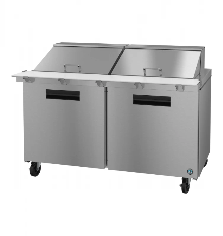 Refrigerator, Two Section Mega Top Prep Table, Stainless Doors SR60B24M