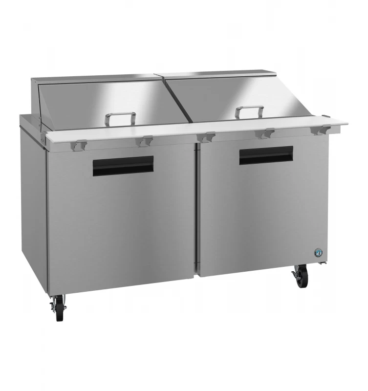 Refrigerator, Two Section Mega Top Prep Table, Stainless Doors SR60B24M