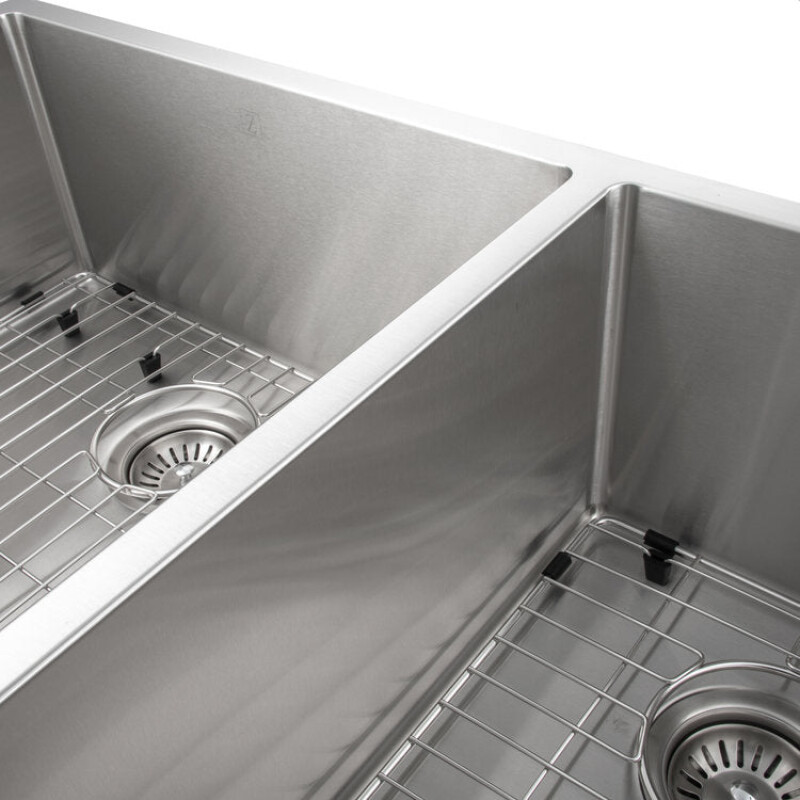 36 In. Chamonix Undermount Double Bowl Stainless Steel Kitchen Sink With Bottom Grid SR60D36