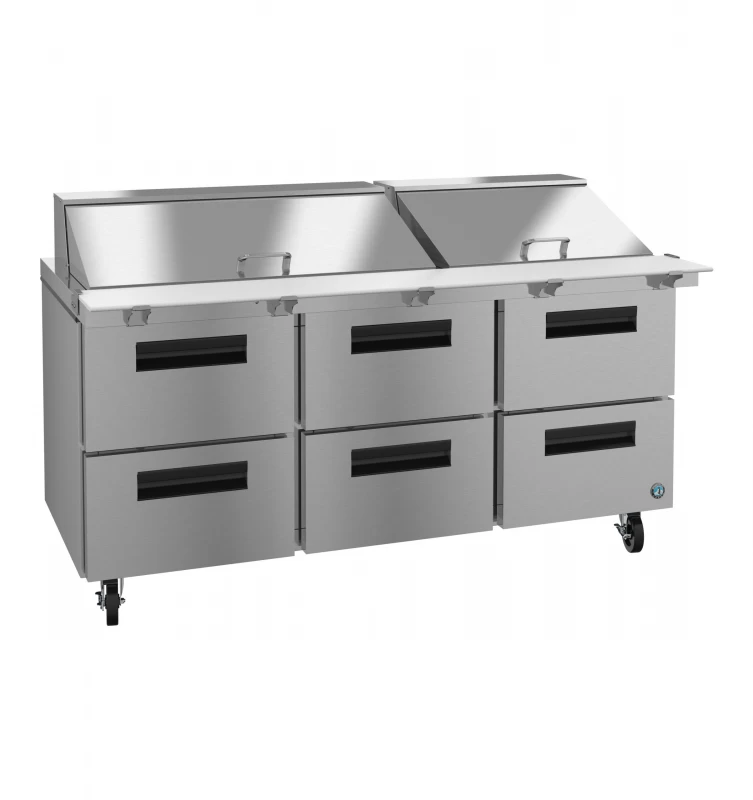 Refrigerator, Three Section Mega Top Prep Table, Stainless Drawers SR72B30MD6