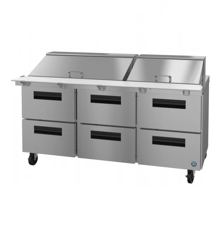 Refrigerator, Three Section Mega Top Prep Table, Stainless Drawers SR72B30MD6