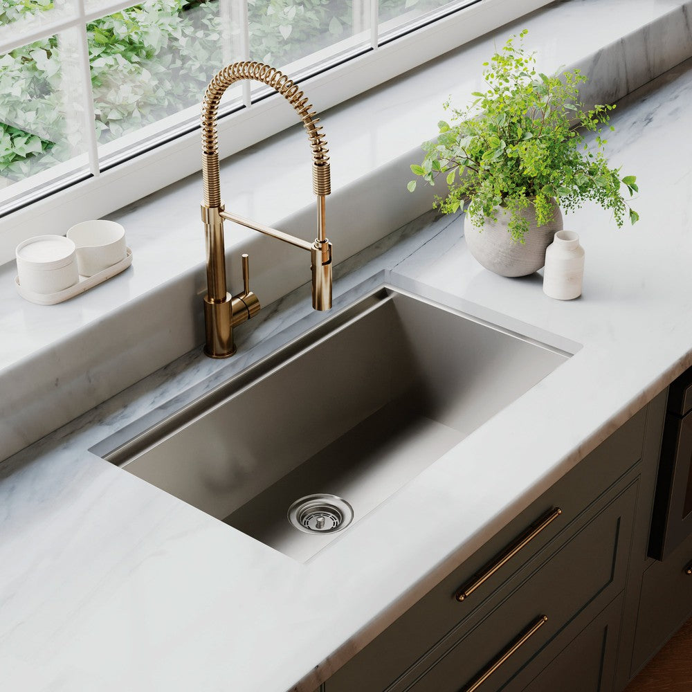 Autograph Edition Sierra Pull Down Spring Single Handle Kitchen Faucet In Champagne Bronze SRAKFCB